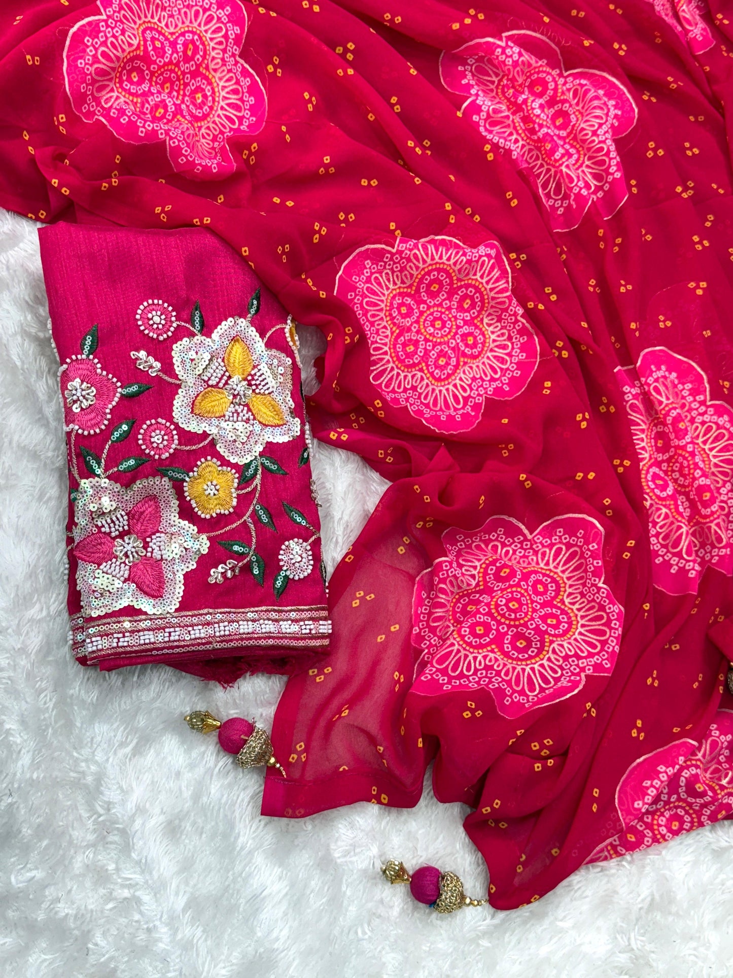 Anuscouture Rani Sahiba - Georgette Saree with Designer Handwork Blouse Anuscouture