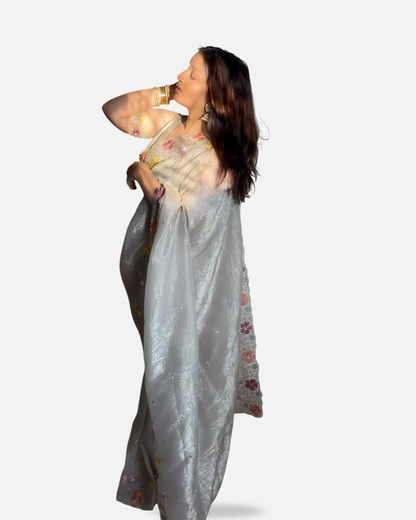 Anuscouture Pari - Sufi Silk Saree with Beads Embroidery