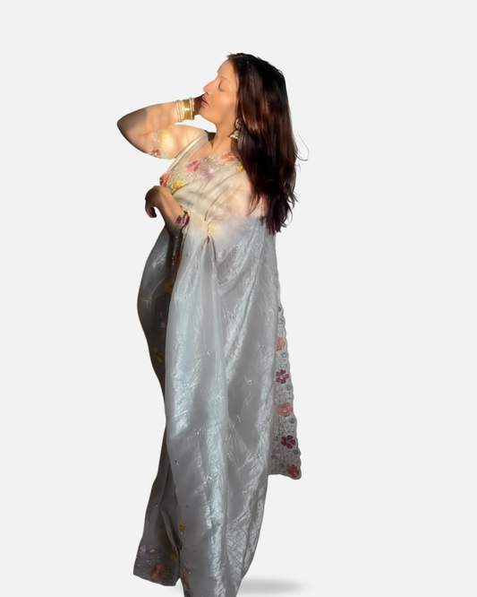 Anuscouture Pari - Sufi Silk Saree with Beads Embroidery