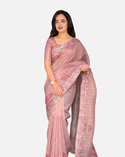 Anuscouture Kaisha - Glass Tissue Saree with Sequin Work Anuscouture
