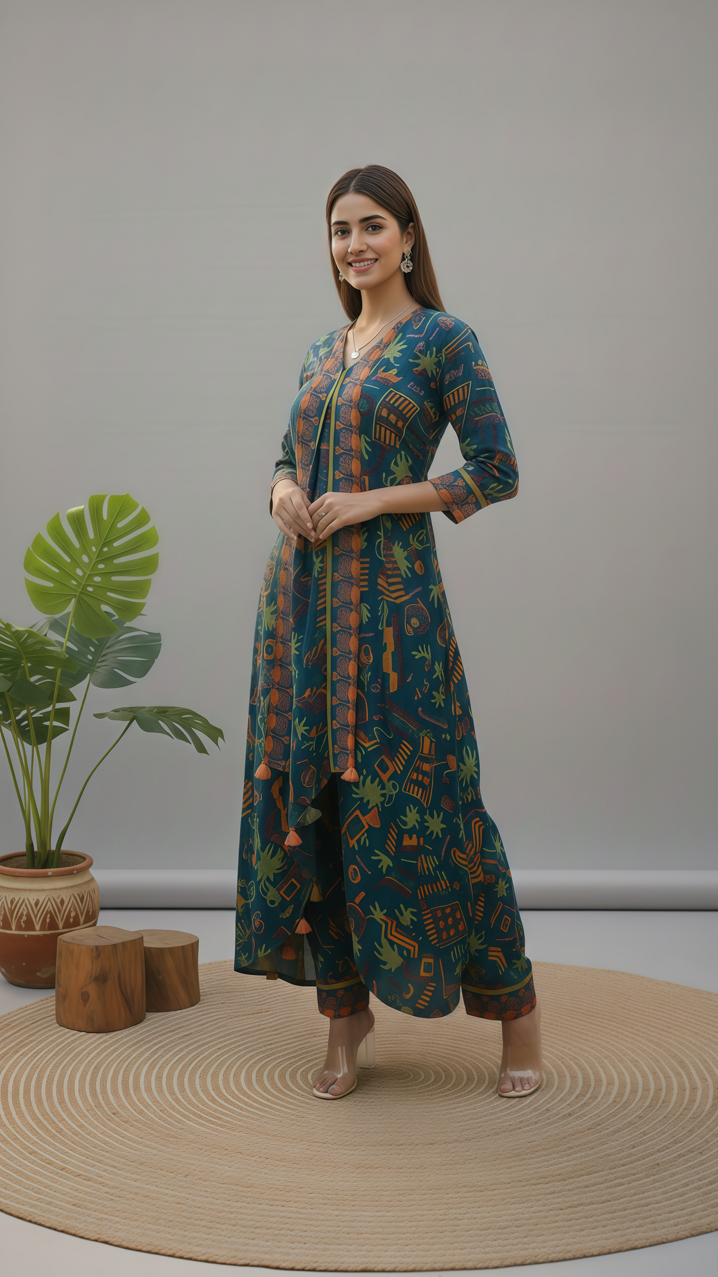 Lilac butterfly muslin printed stunning cordset for women