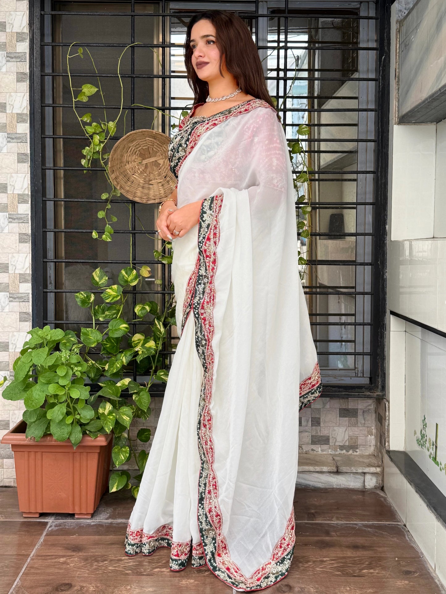 AC Panghat - Bandhani Designer Saree with Stitched Blouse & Zari Coading Work