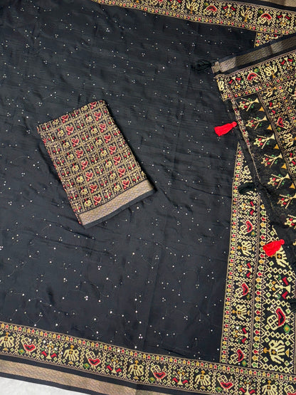 Anuscouture Neno banana - Ajrakh Printed Pure Mul Cotton Saree Anuscouture