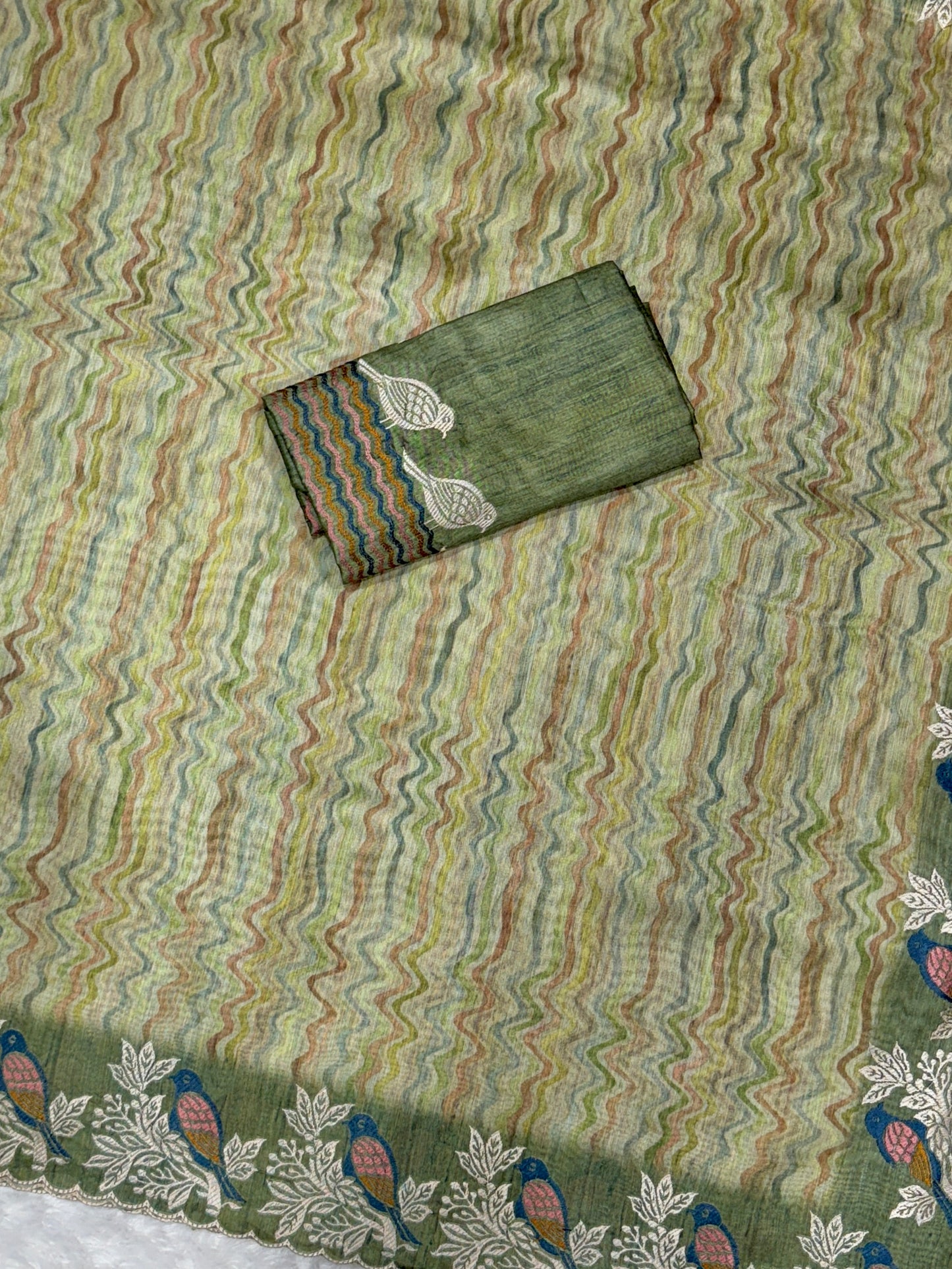 Anuscouture Ruhaani - Tusser Silk Digital Print Saree with Fine Embroidery Anuscouture