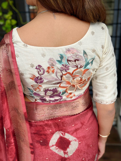 Anuscouture Srivalli - Elegant Shibori Saree with Zari Border Detailing Anuscouture