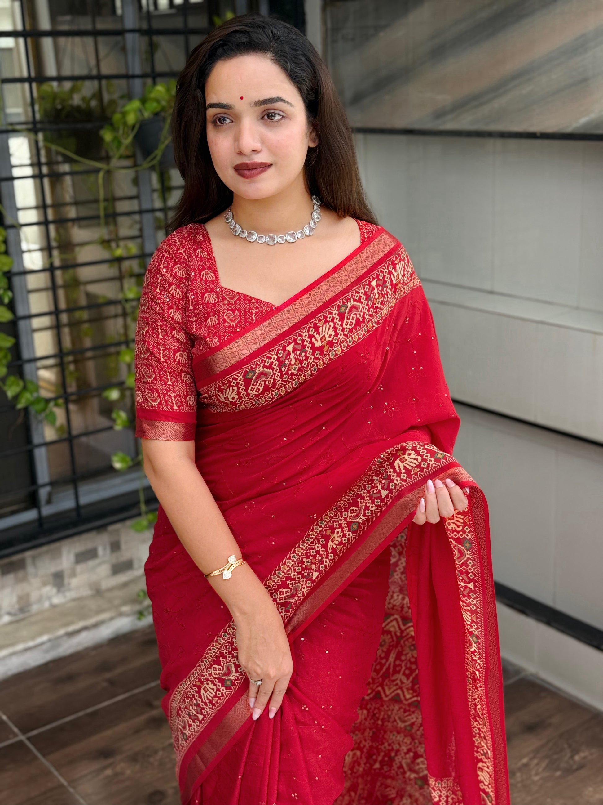 Anuscouture Neno banana - Ajrakh Printed Pure Mul Cotton Saree Anuscouture