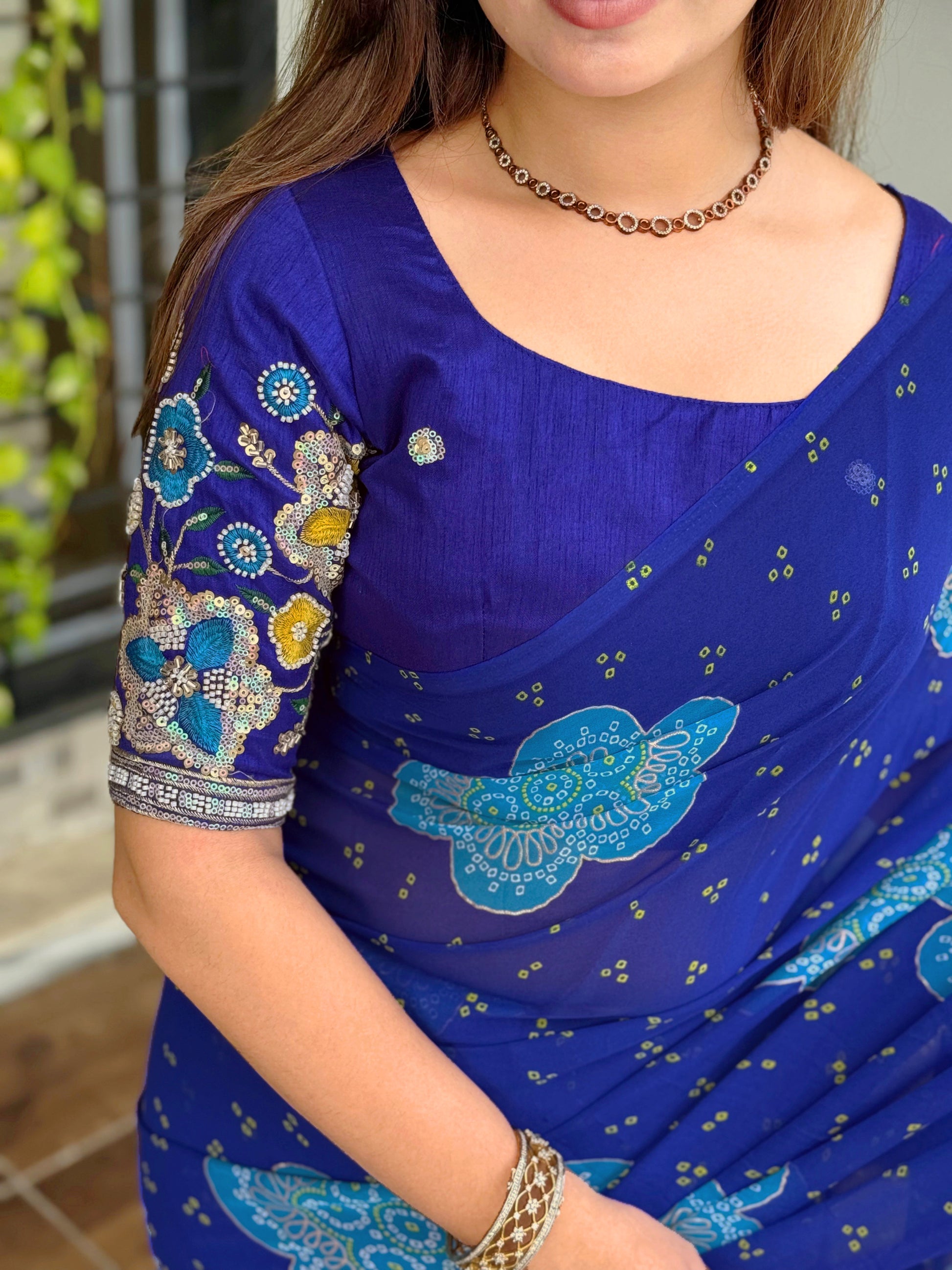 Anuscouture Rani Sahiba - Georgette Saree with Designer Handwork Blouse Anuscouture