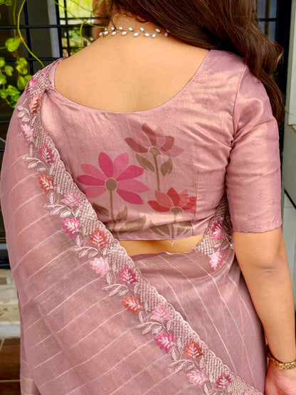 Anuscouture Kaisha - Glass Tissue Saree with Sequin Work Anuscouture