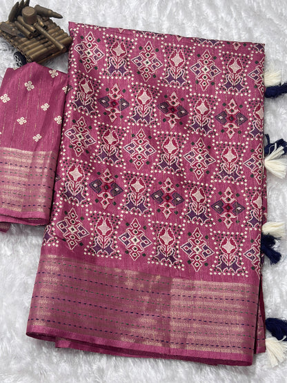AnusCouture Shivali - Maslin Cotton Saree with Zari Border Anuscouture
