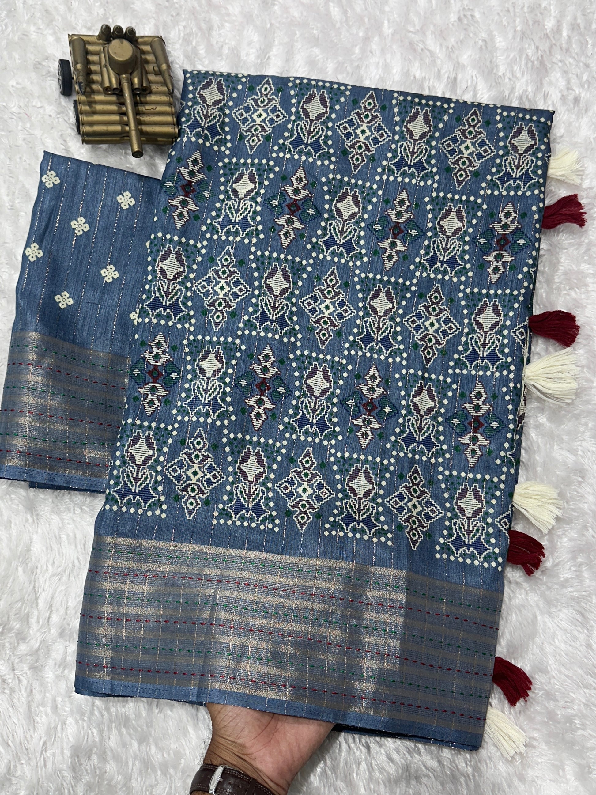 AnusCouture Shivali - Maslin Cotton Saree with Zari Border Anuscouture