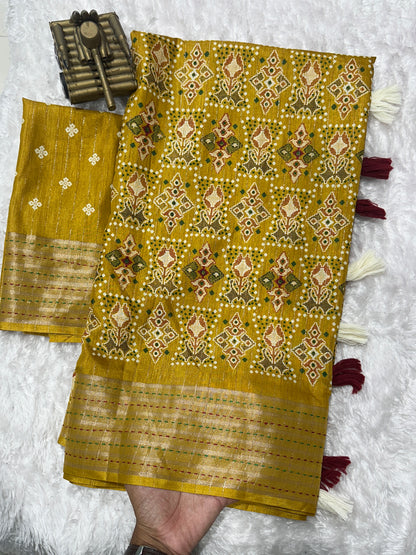AnusCouture Shivali - Maslin Cotton Saree with Zari Border Anuscouture