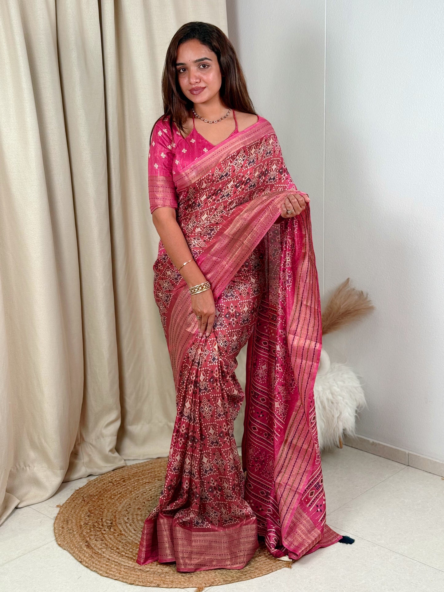 AnusCouture Shivali - Maslin Cotton Saree with Zari Border Anuscouture