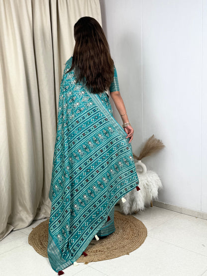 AnusCouture Shivali - Maslin Cotton Saree with Zari Border Anuscouture