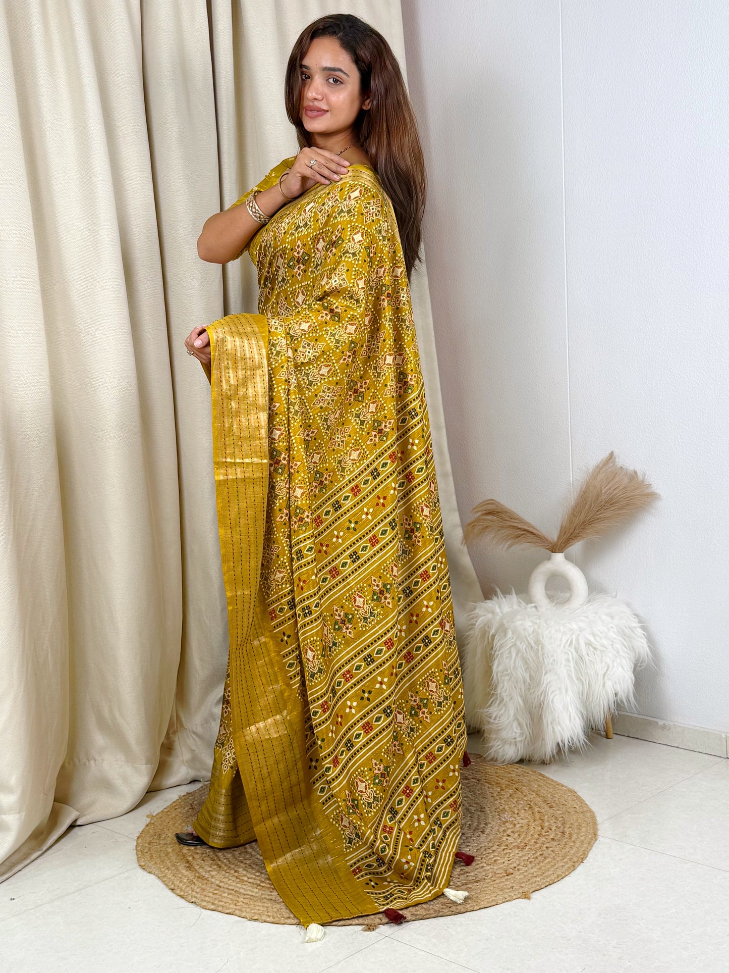 AnusCouture Shivali - Maslin Cotton Saree with Zari Border Anuscouture