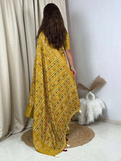 AnusCouture Shivali - Maslin Cotton Saree with Zari Border Anuscouture