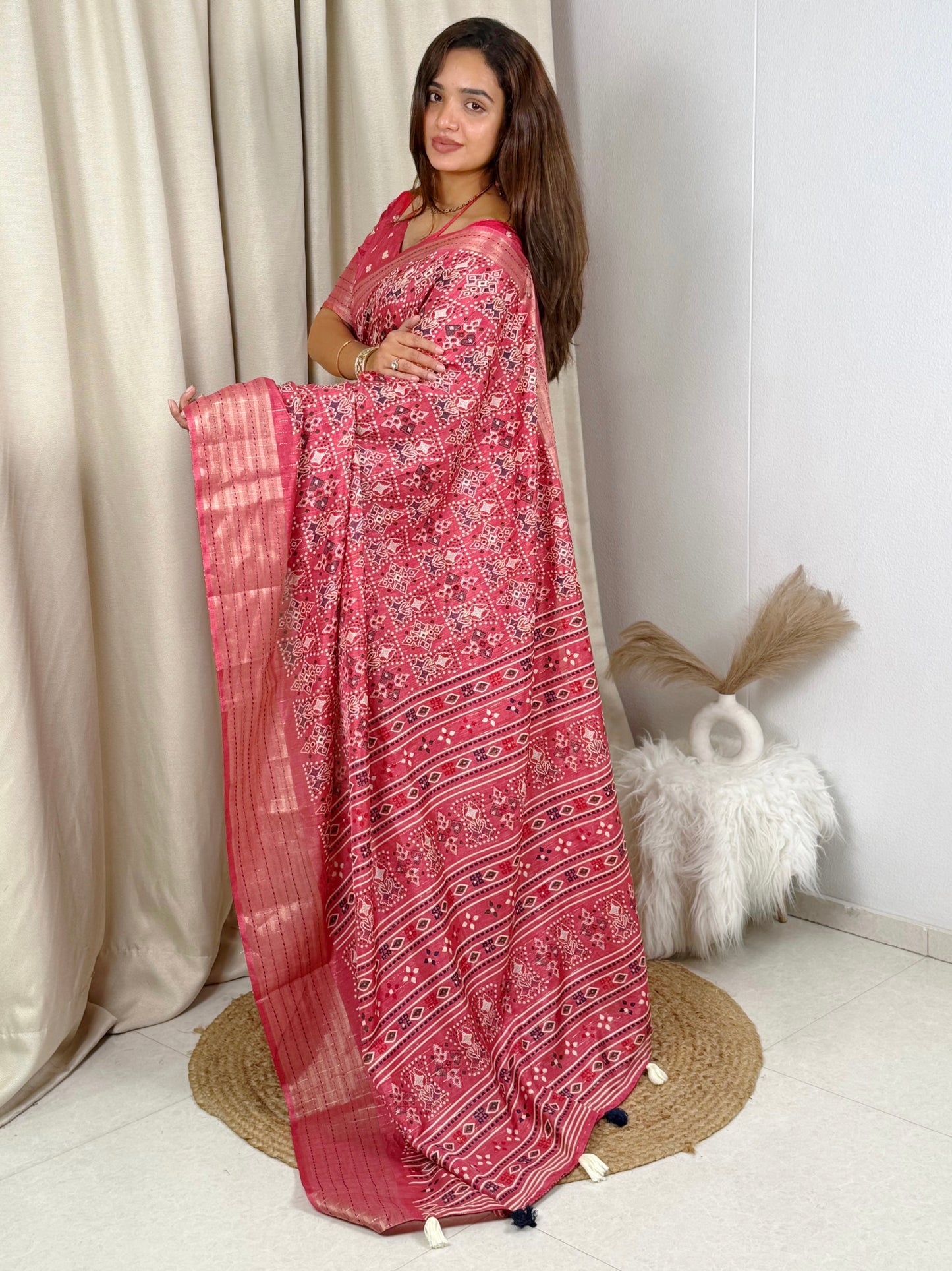 AnusCouture Shivali - Maslin Cotton Saree with Zari Border Anuscouture