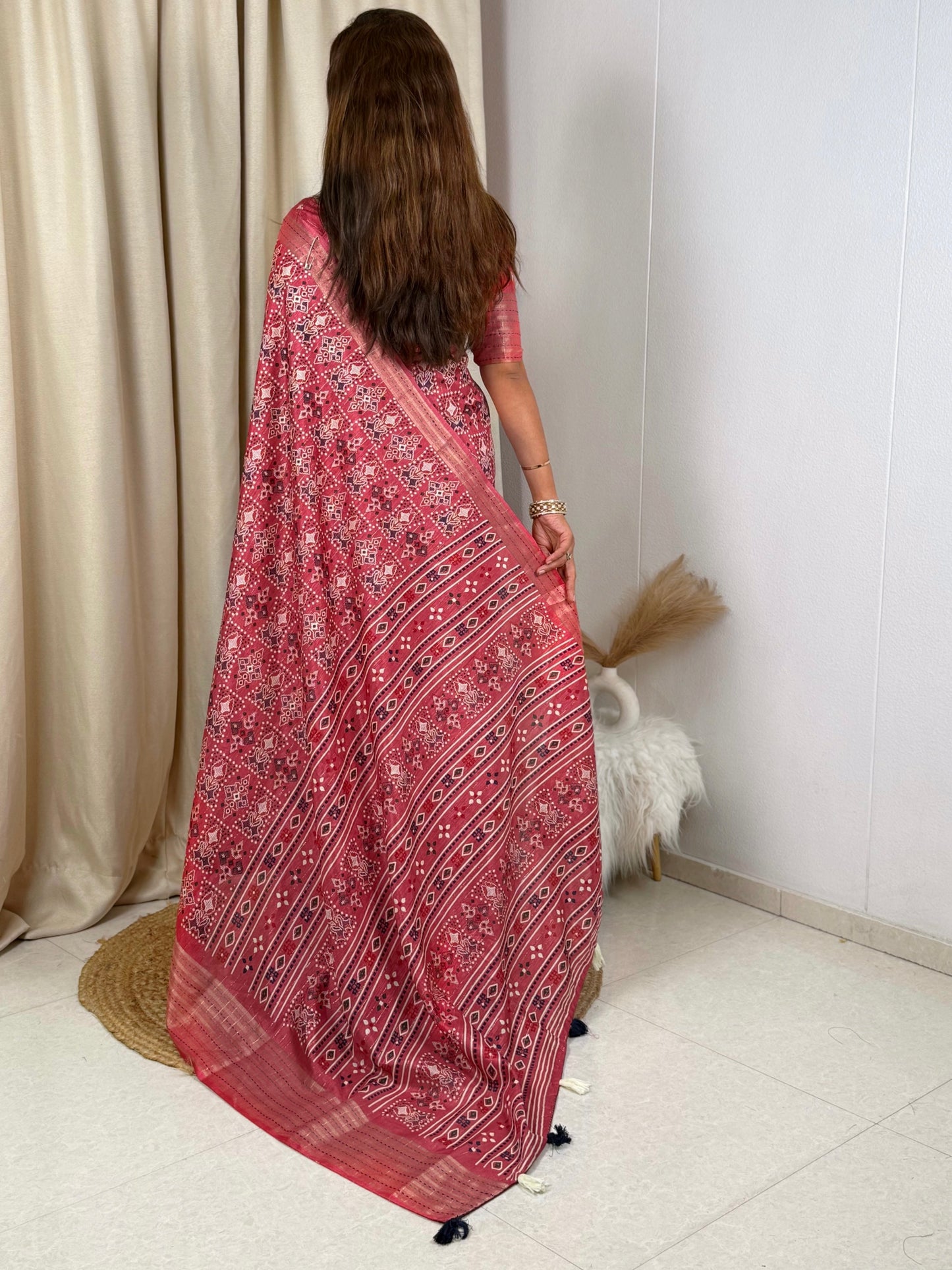 AnusCouture Shivali - Maslin Cotton Saree with Zari Border Anuscouture