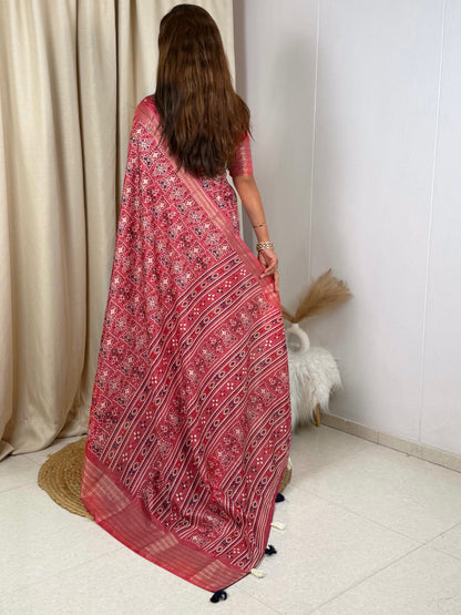 AnusCouture Shivali - Maslin Cotton Saree with Zari Border Anuscouture