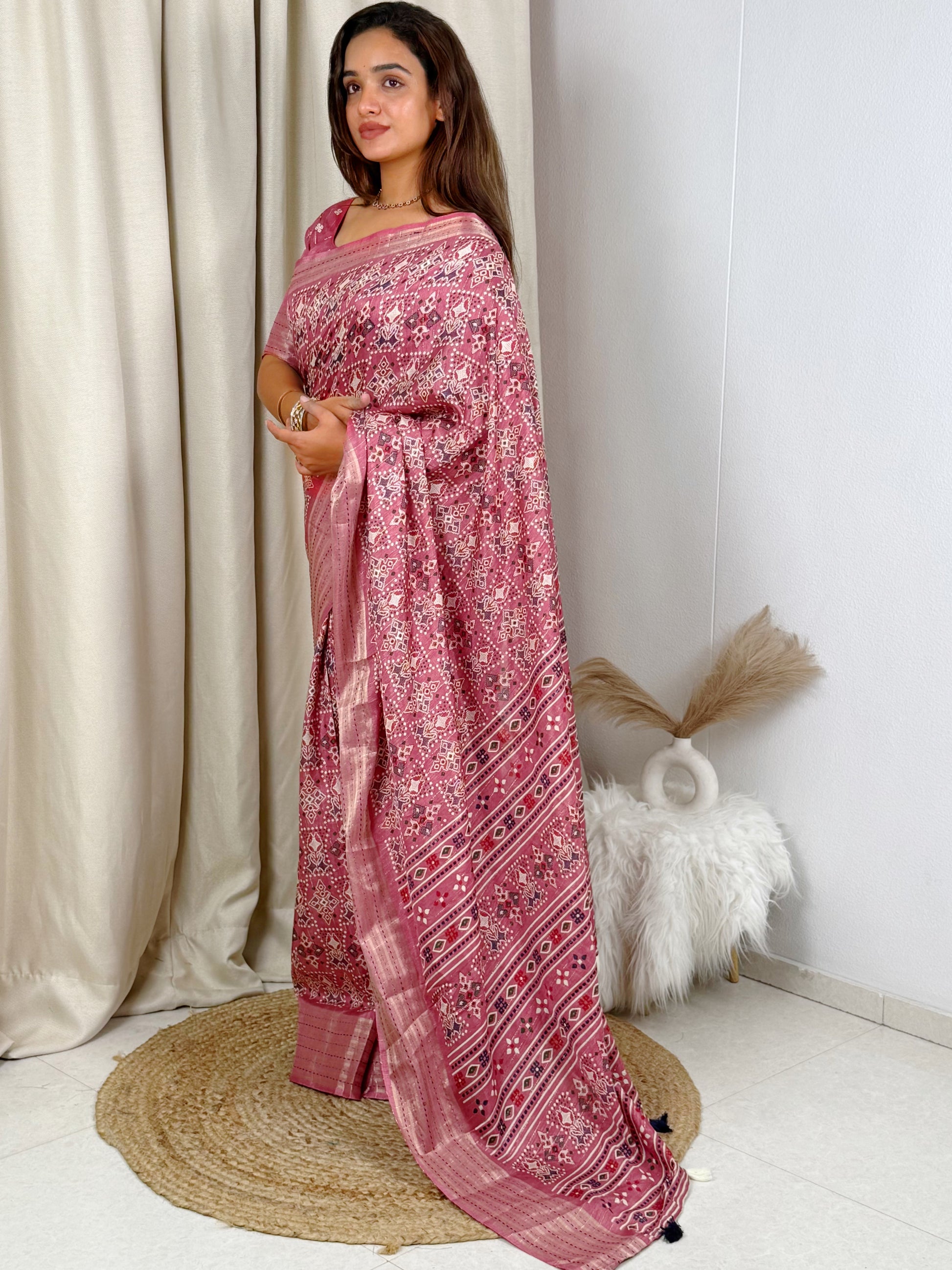 AnusCouture Shivali - Maslin Cotton Saree with Zari Border Anuscouture