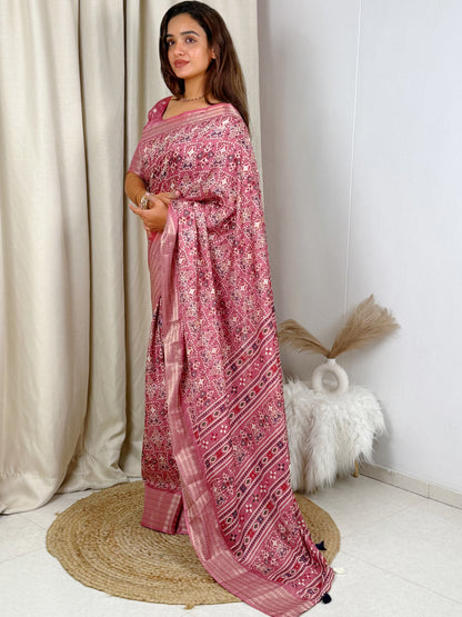 AnusCouture Shivali - Maslin Cotton Saree with Zari Border Anuscouture