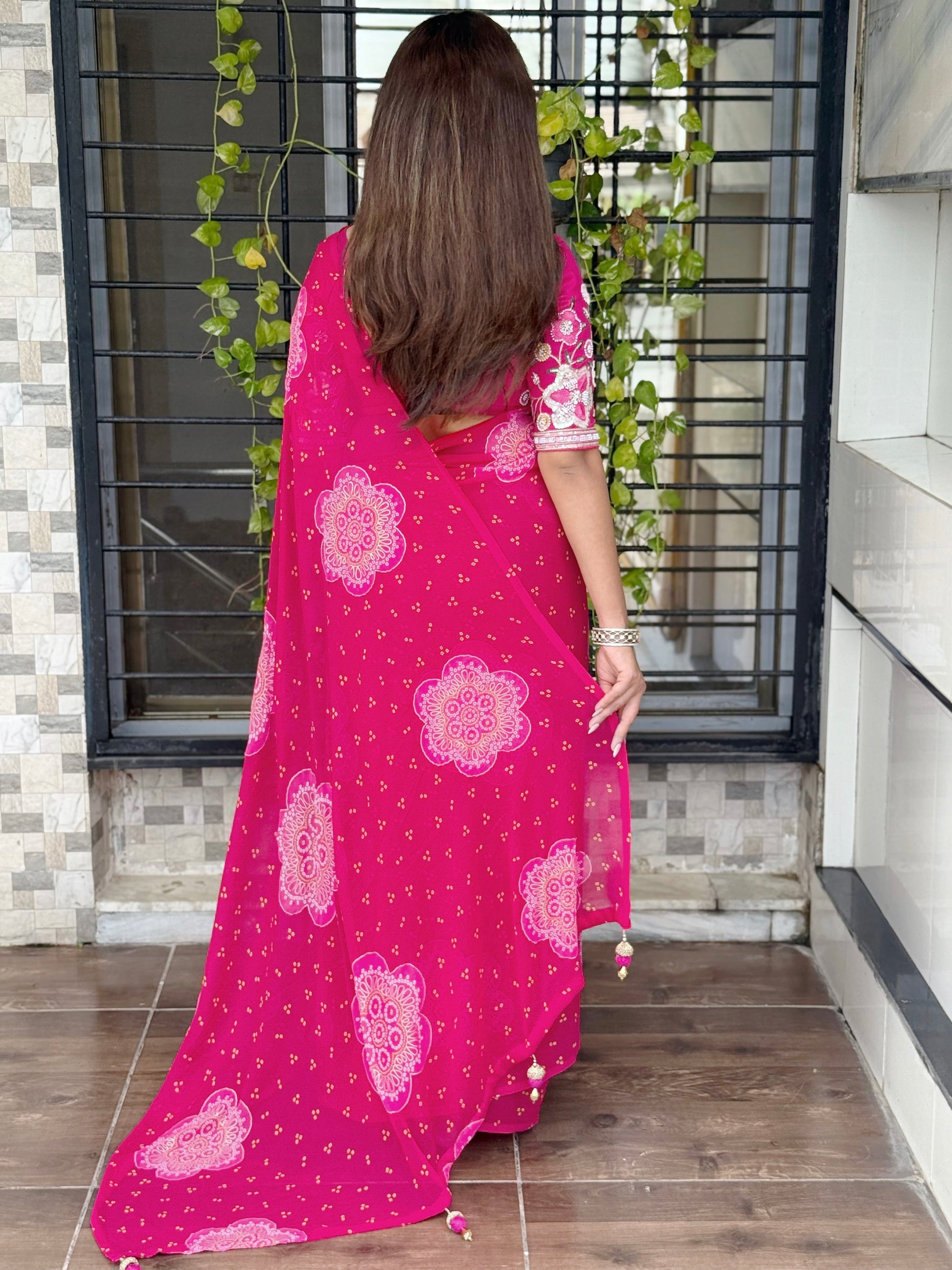 Anuscouture Rani Sahiba - Georgette Saree with Designer Handwork Blouse Anuscouture