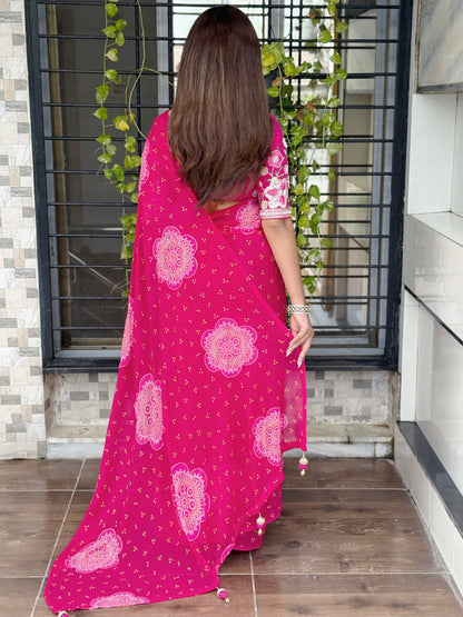 Anuscouture Rani Sahiba - Georgette Saree with Designer Handwork Blouse Anuscouture