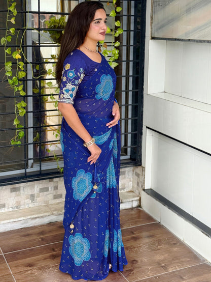 Anuscouture Rani Sahiba - Georgette Saree with Designer Handwork Blouse Anuscouture