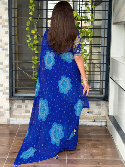 Anuscouture Rani Sahiba - Georgette Saree with Designer Handwork Blouse Anuscouture