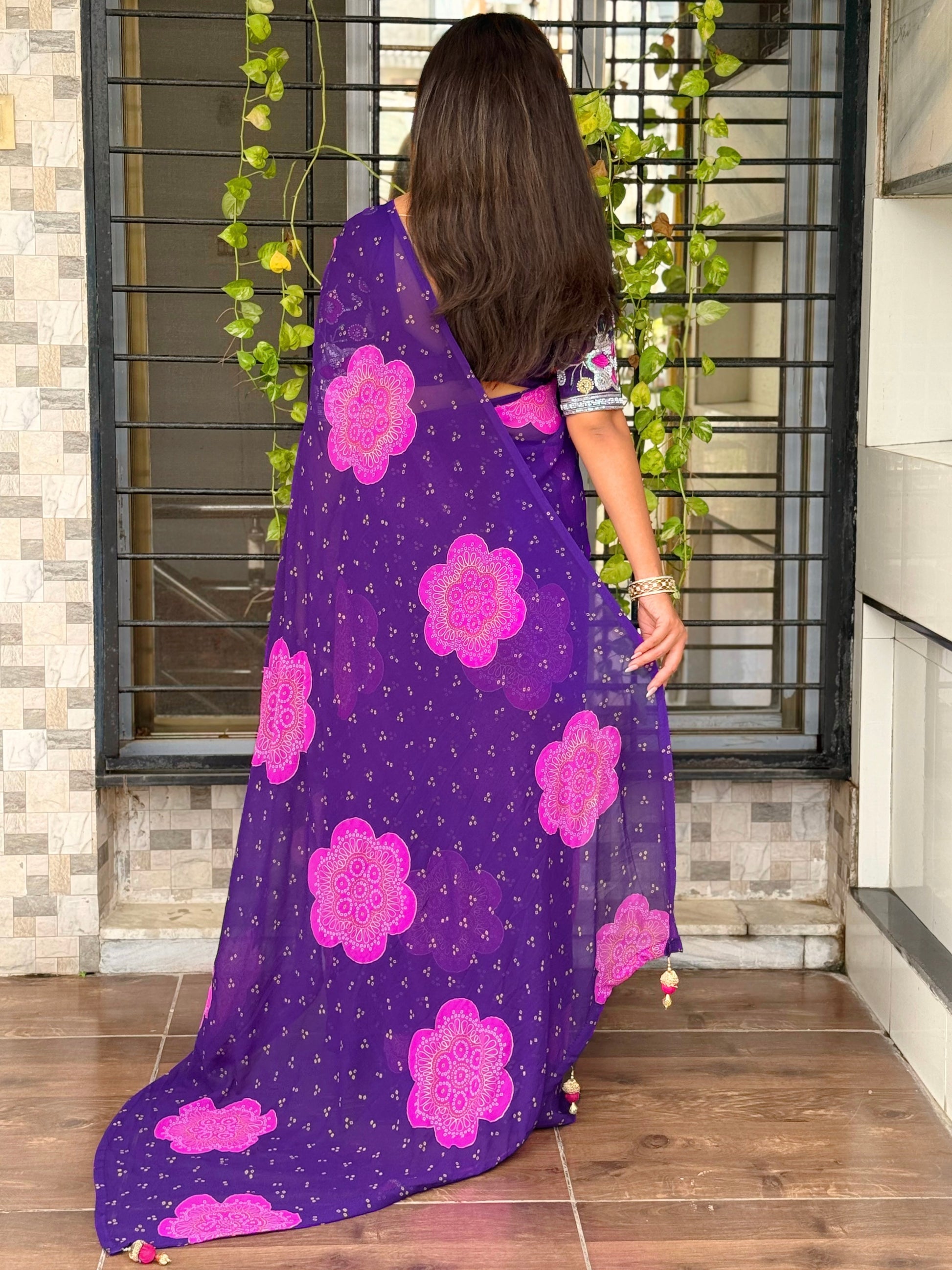 Anuscouture Rani Sahiba - Georgette Saree with Designer Handwork Blouse Anuscouture