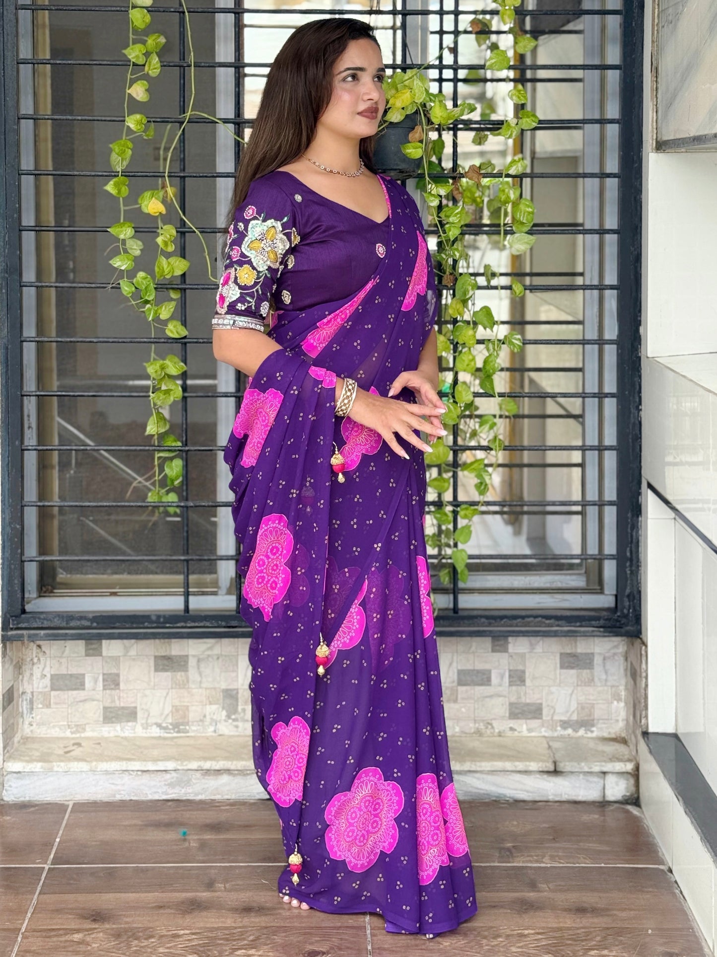 Anuscouture Rani Sahiba - Georgette Saree with Designer Handwork Blouse Anuscouture