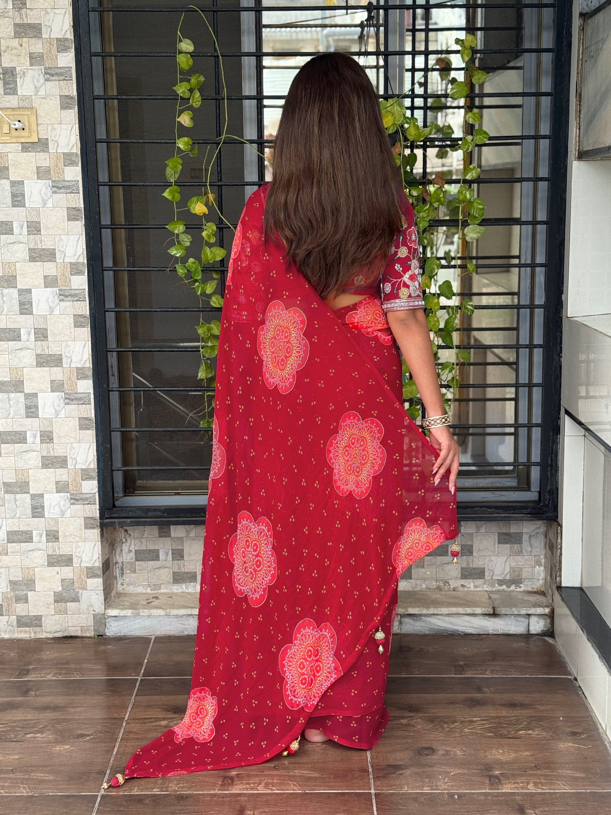 Anuscouture Rani Sahiba - Georgette Saree with Designer Handwork Blouse Anuscouture