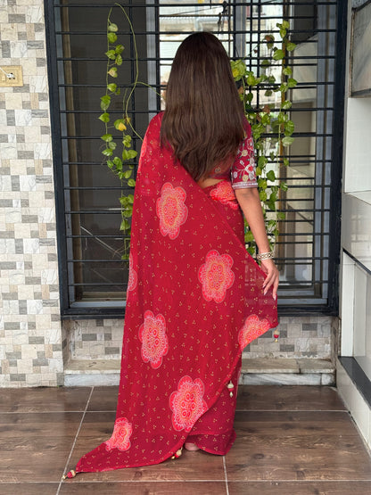 Anuscouture Rani Sahiba - Georgette Saree with Designer Handwork Blouse Anuscouture