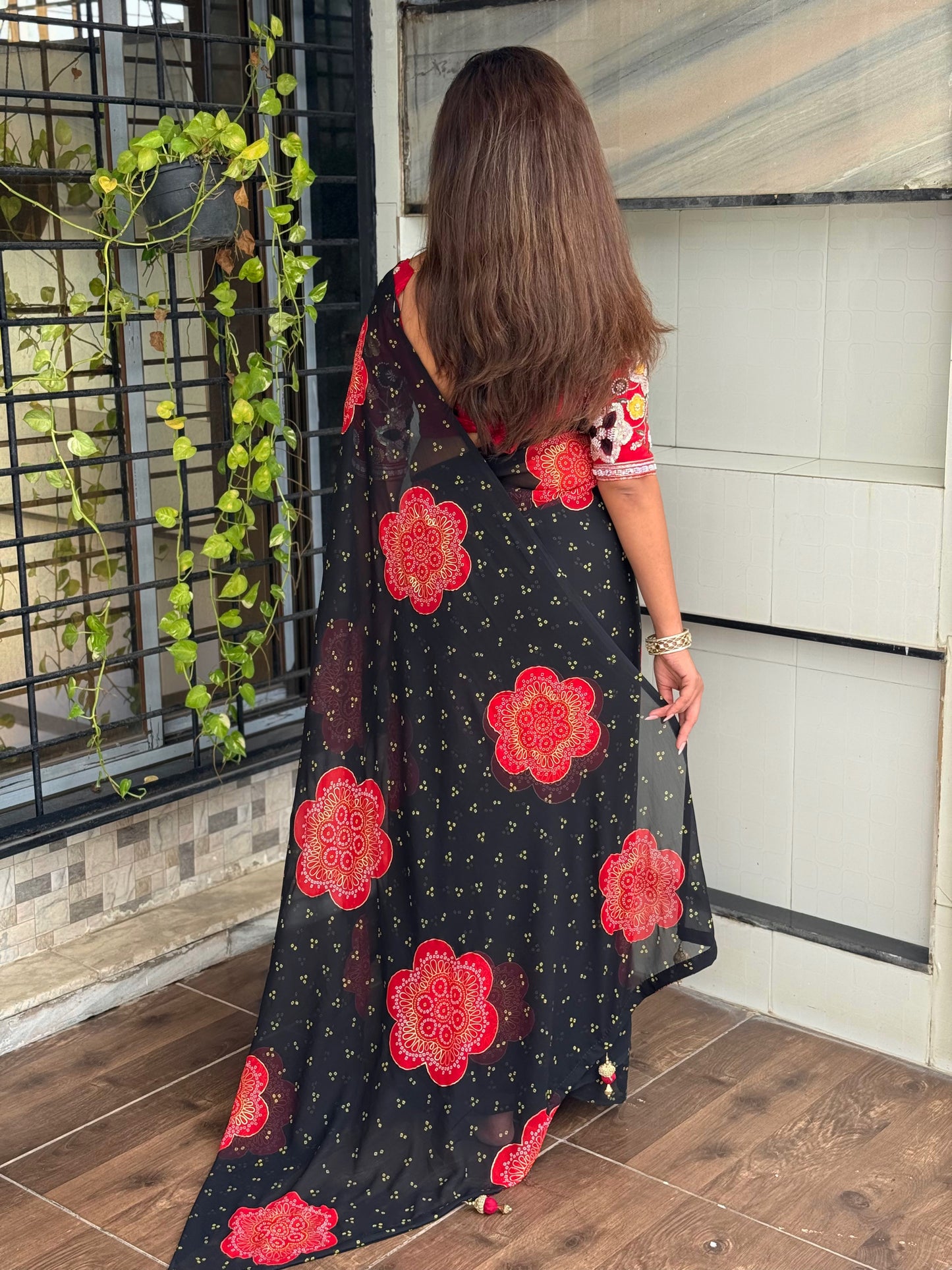 Anuscouture Rani Sahiba - Georgette Saree with Designer Handwork Blouse Anuscouture