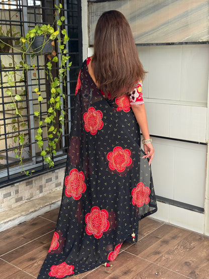 Anuscouture Rani Sahiba - Georgette Saree with Designer Handwork Blouse Anuscouture