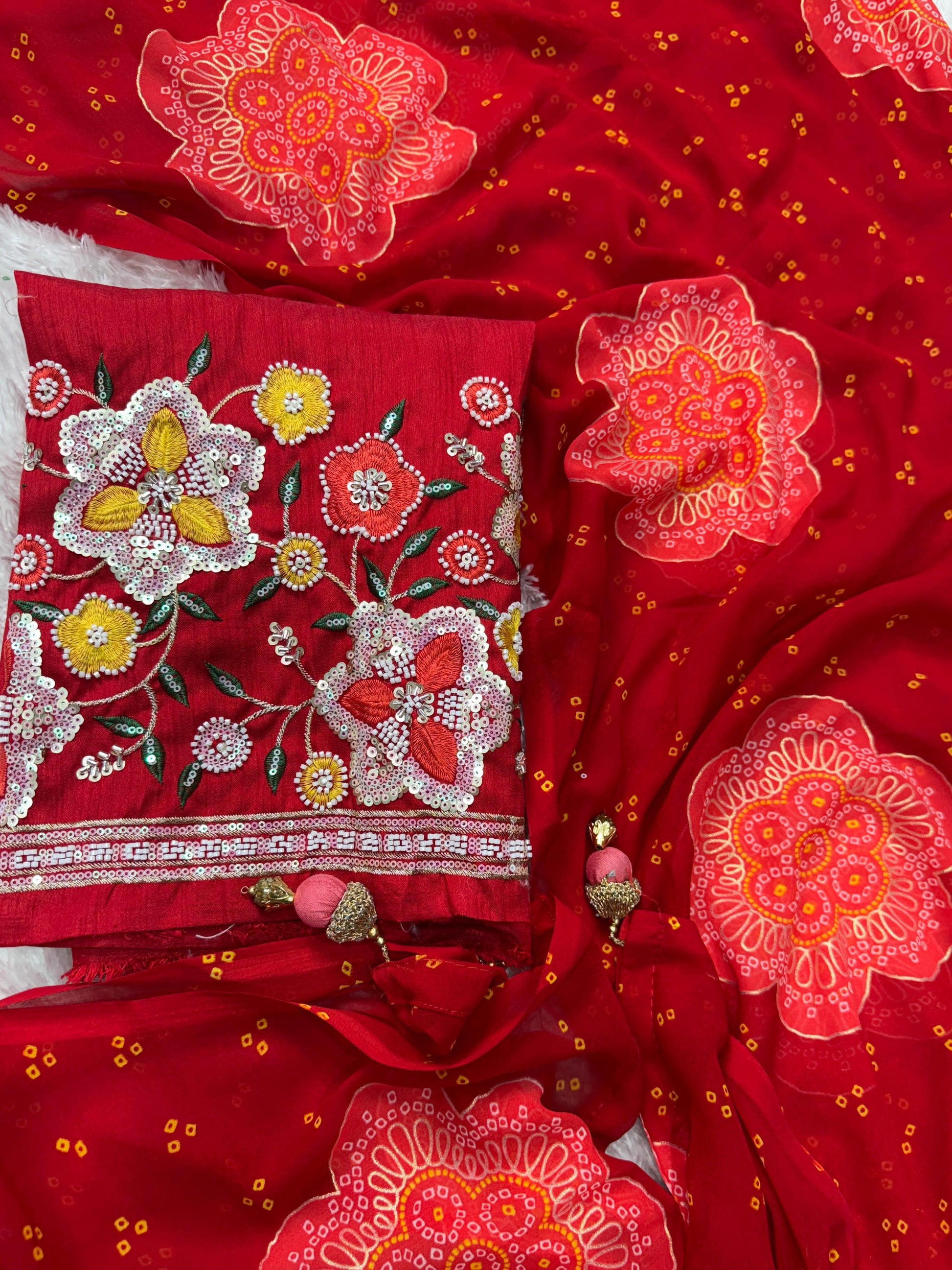 Anuscouture Rani Sahiba - Georgette Saree with Designer Handwork Blouse Anuscouture