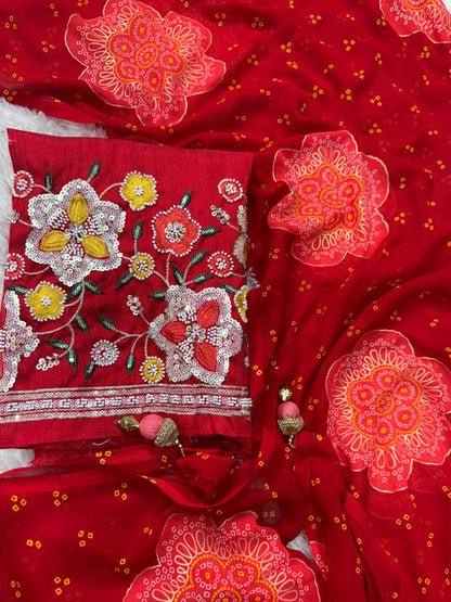 Anuscouture Rani Sahiba - Georgette Saree with Designer Handwork Blouse Anuscouture