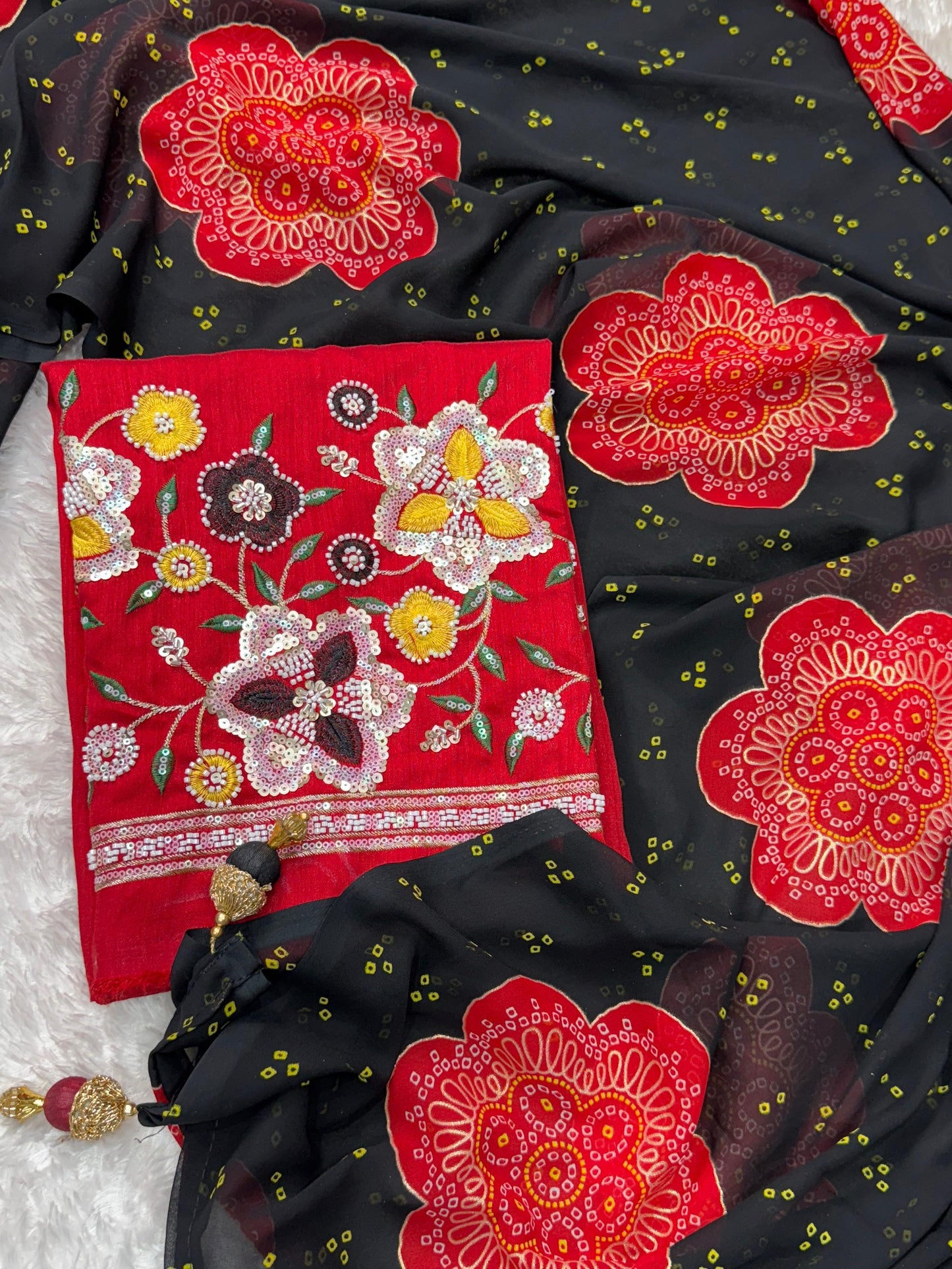 Anuscouture Rani Sahiba - Georgette Saree with Designer Handwork Blouse Anuscouture