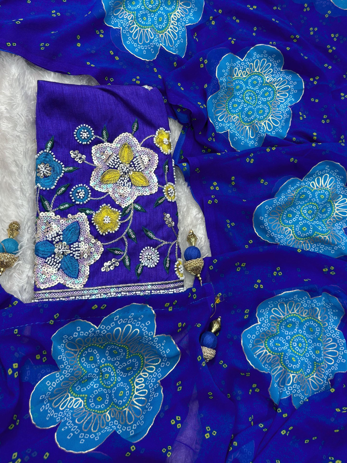 Anuscouture Rani Sahiba - Georgette Saree with Designer Handwork Blouse Anuscouture