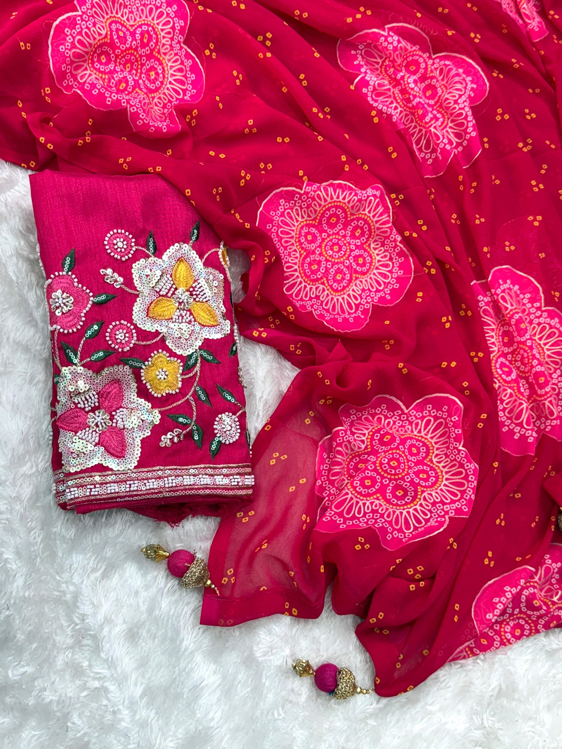 Anuscouture Rani Sahiba - Georgette Saree with Designer Handwork Blouse Anuscouture