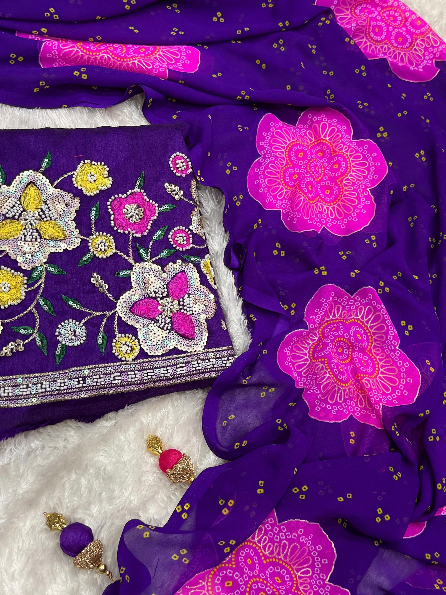 Anuscouture Rani Sahiba - Georgette Saree with Designer Handwork Blouse Anuscouture