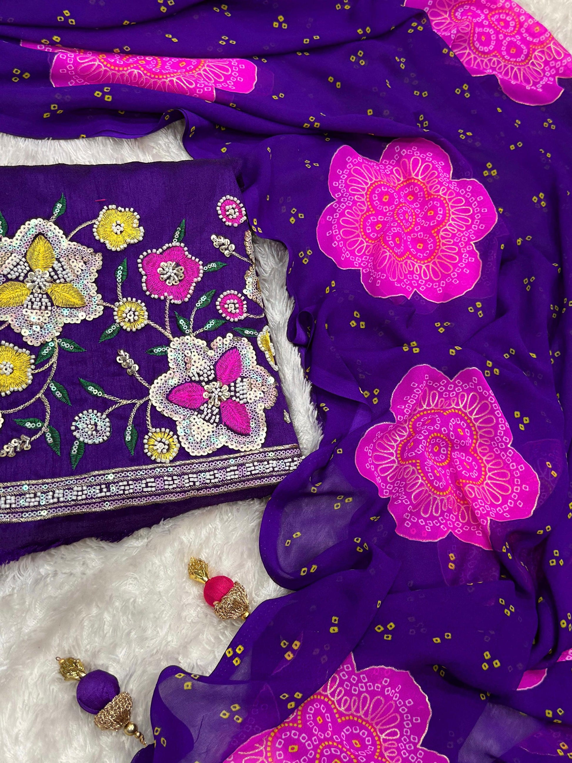 Anuscouture Rani Sahiba - Georgette Saree with Designer Handwork Blouse Anuscouture