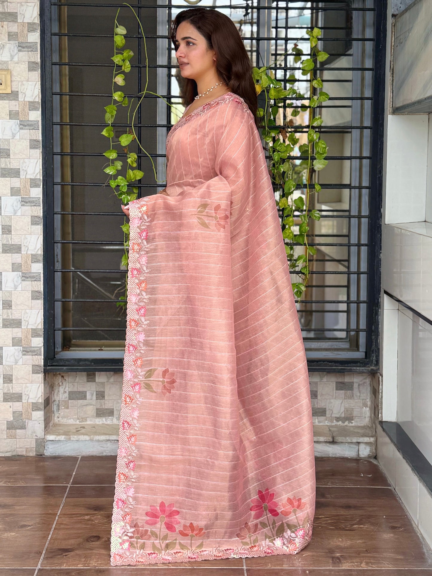 Anuscouture Kaisha - Glass Tissue Saree with Sequin Work Anuscouture