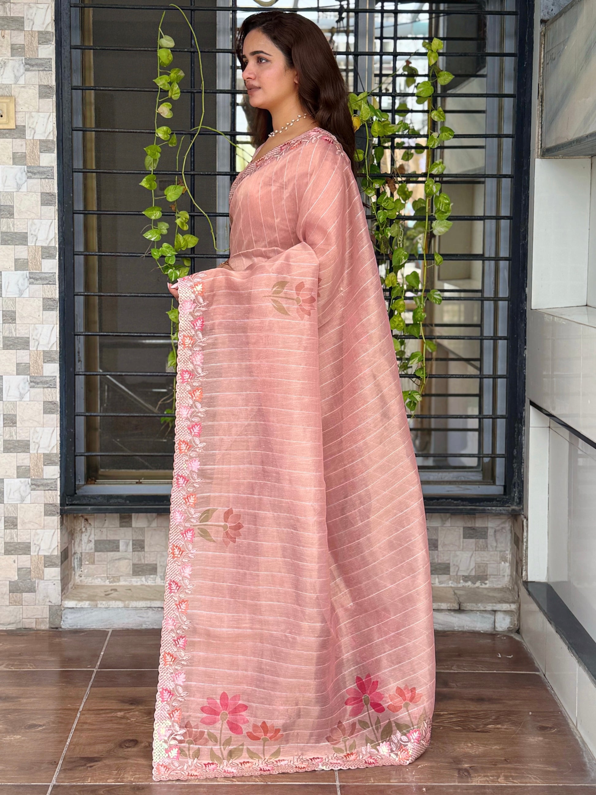 Anuscouture Kaisha - Glass Tissue Saree with Sequin Work Anuscouture