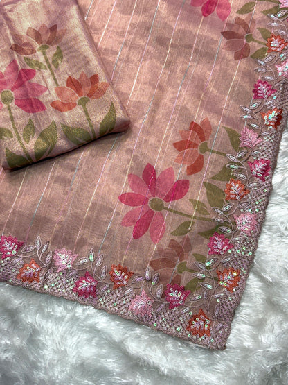 Anuscouture Kaisha - Glass Tissue Saree with Sequin Work Anuscouture