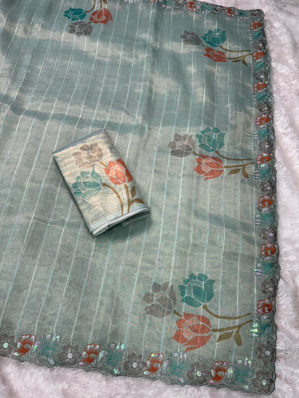 Anuscouture Kaisha - Glass Tissue Saree with Sequin Work Anuscouture