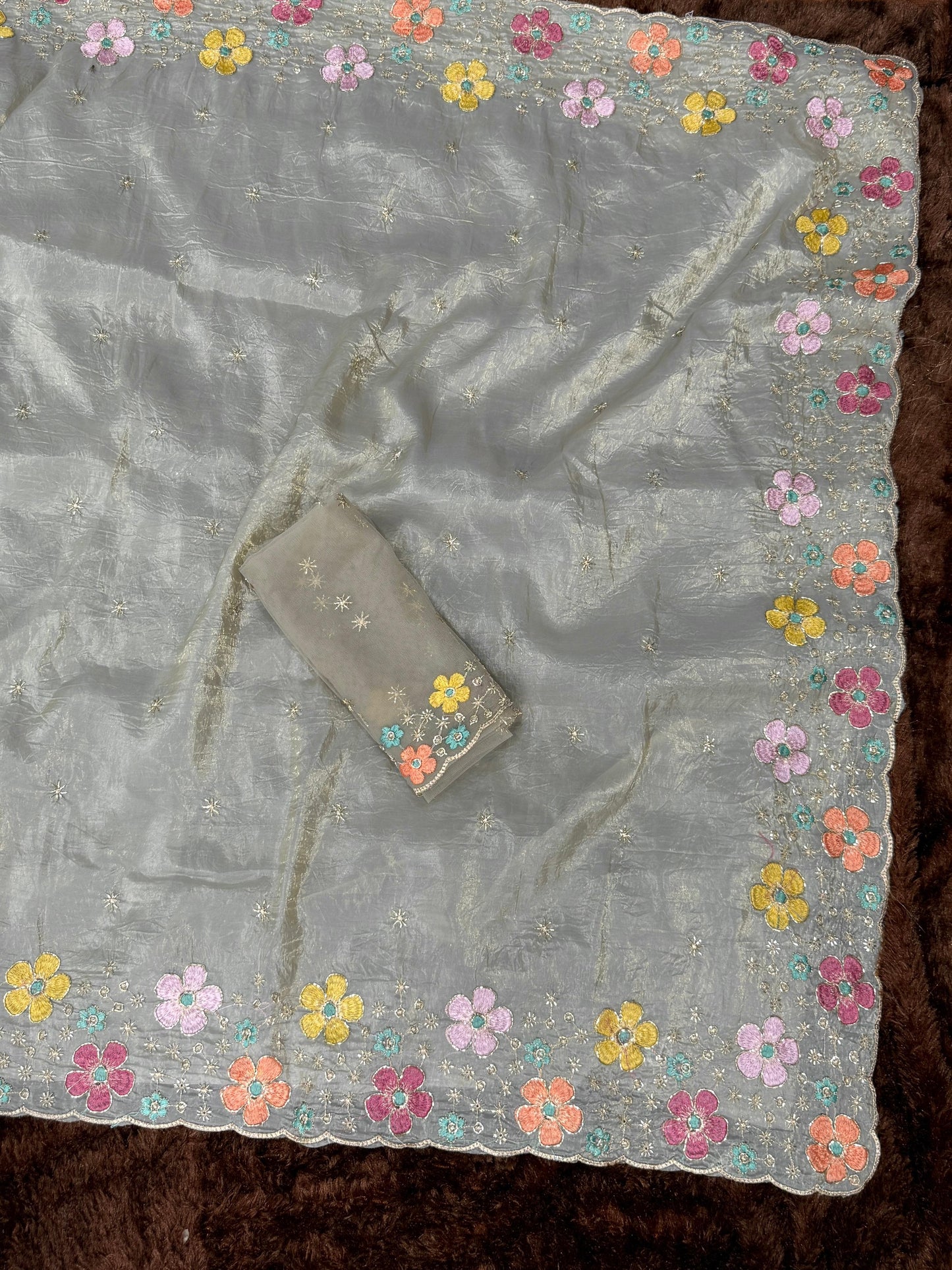 Anuscouture Pari - Sufi Silk Saree with Beads Embroidery Anuscouture