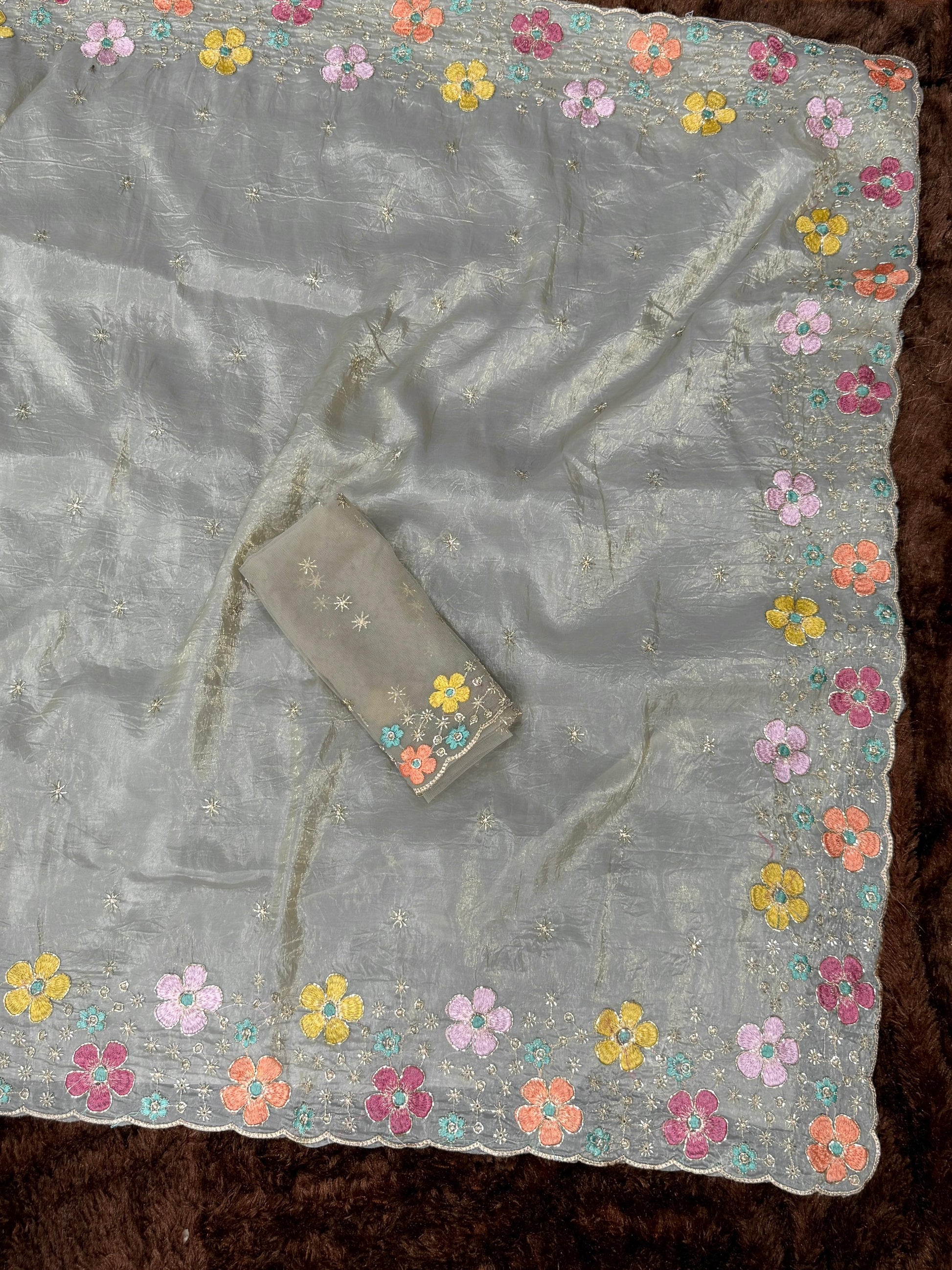 Anuscouture Pari - Sufi Silk Saree with Beads Embroidery Anuscouture