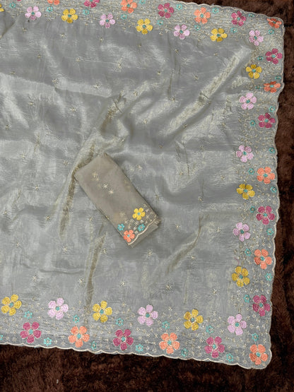 Anuscouture Pari - Sufi Silk Saree with Beads Embroidery Anuscouture