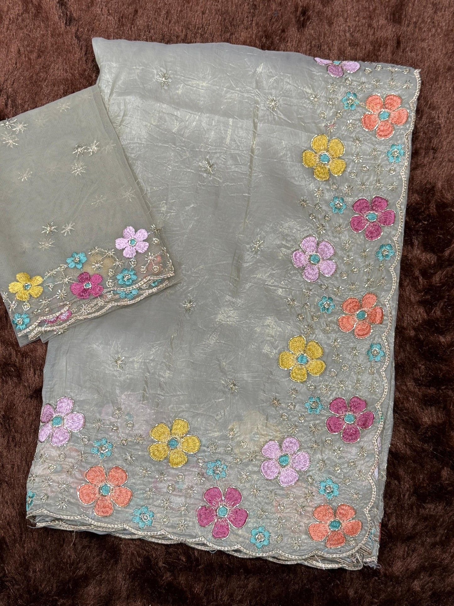 Anuscouture Pari - Sufi Silk Saree with Beads Embroidery Anuscouture