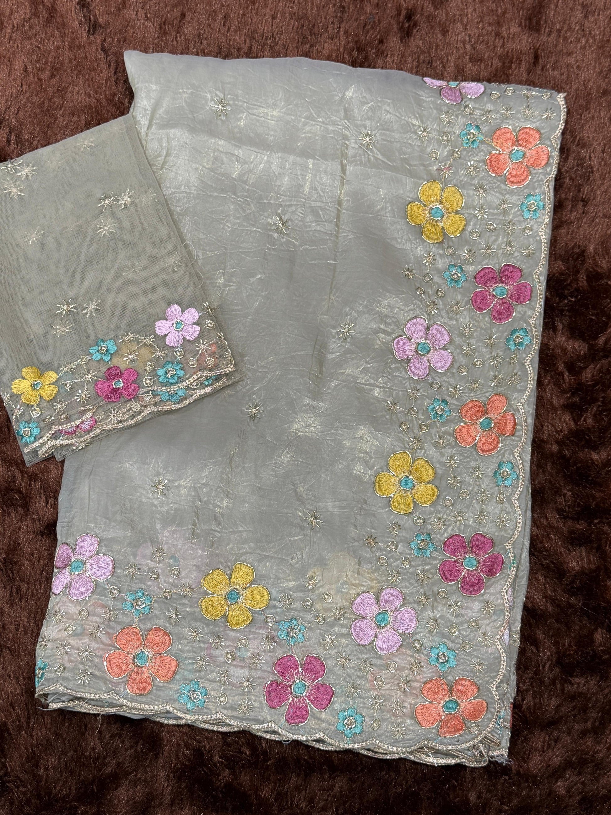 Anuscouture Pari - Sufi Silk Saree with Beads Embroidery Anuscouture